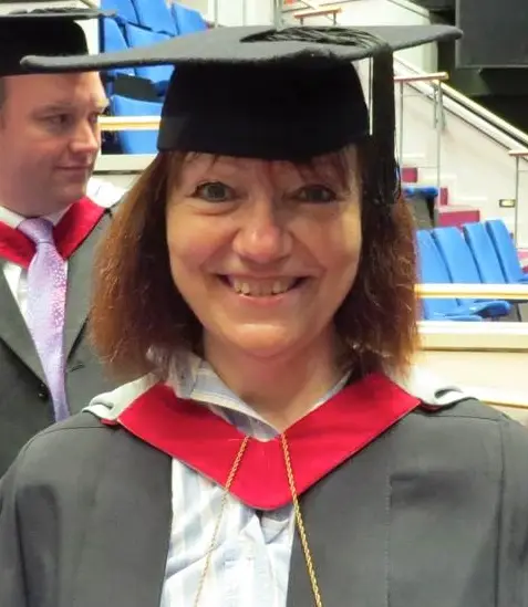 Helen at graduation ceremony at Buckinghamshire New University, High Wycombe